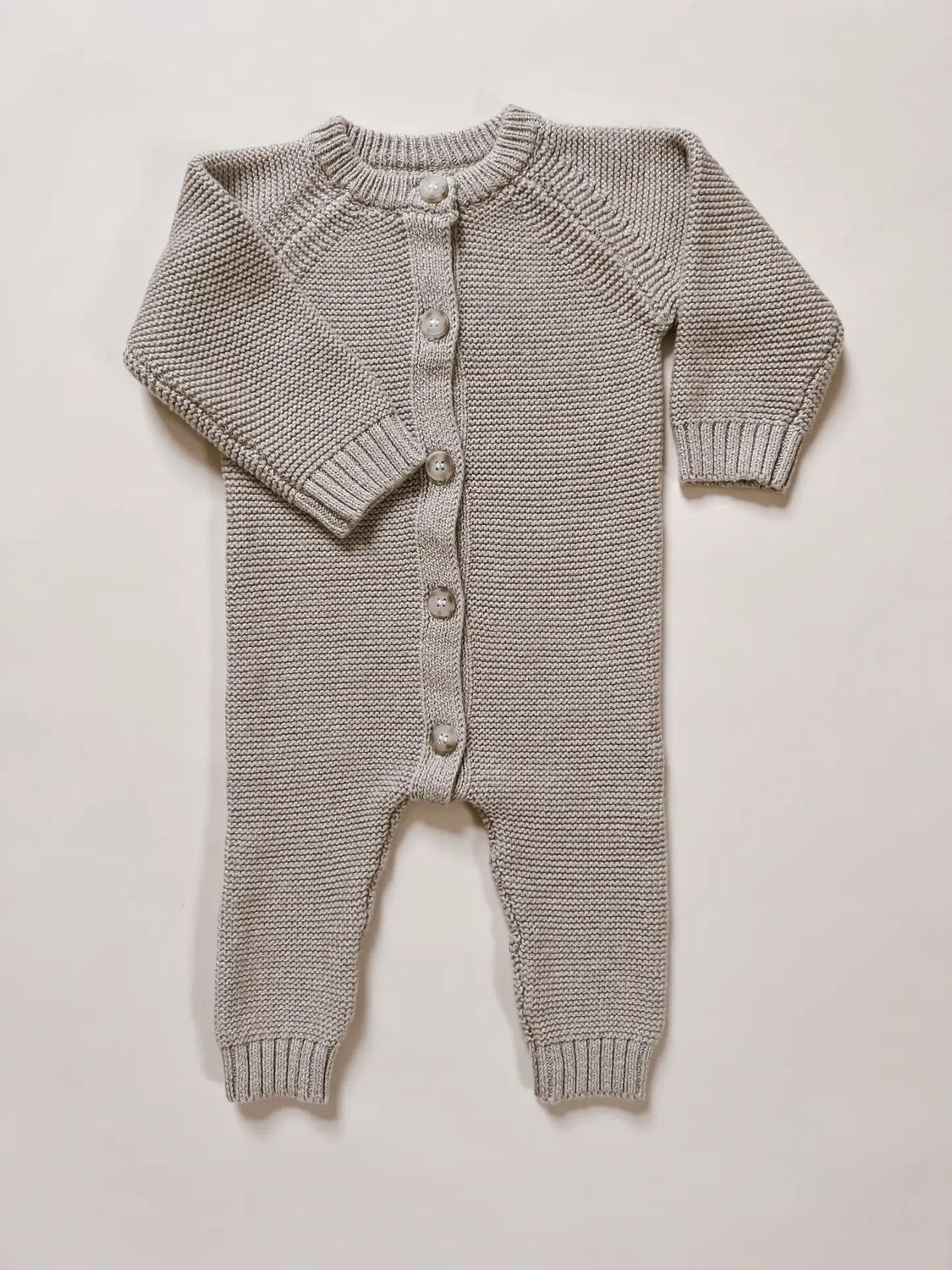 Luna + Luca Classic Purl Knit Jumpsuit - Heather Beige 18-24M