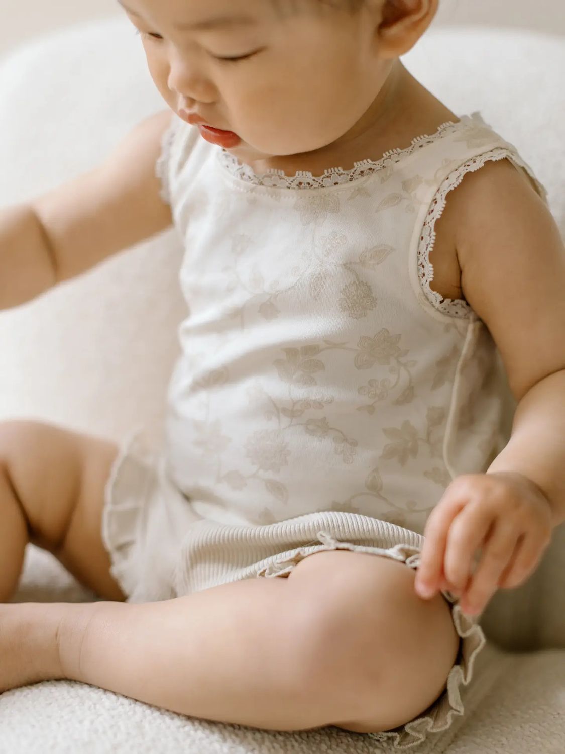 Selene Lace Tank - Aria Floral + Beige -, Size: 6-12M