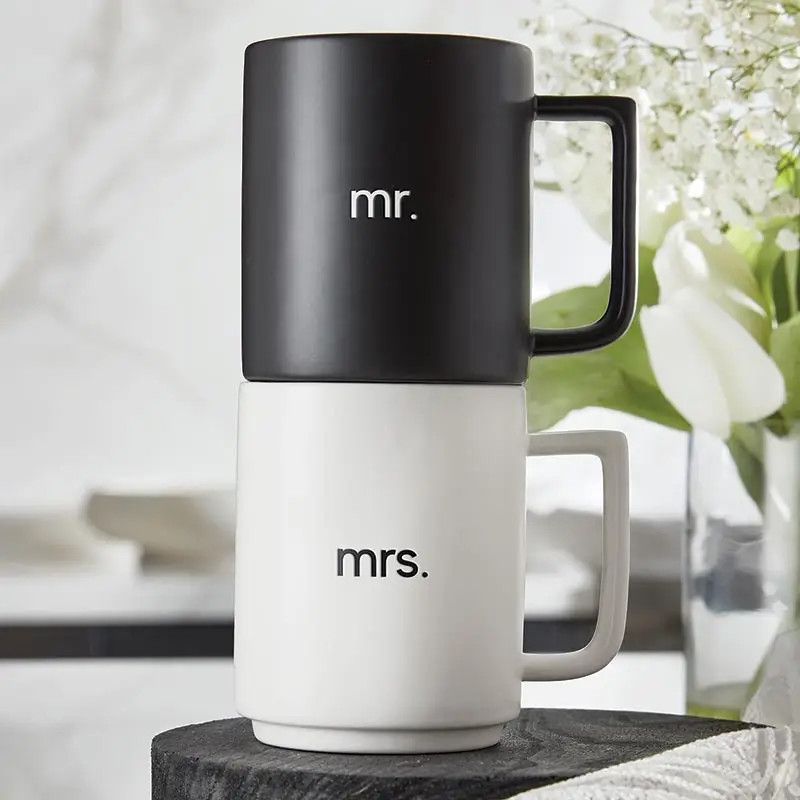 Matte Stackable Mug Set - Mr. &amp; Mrs.