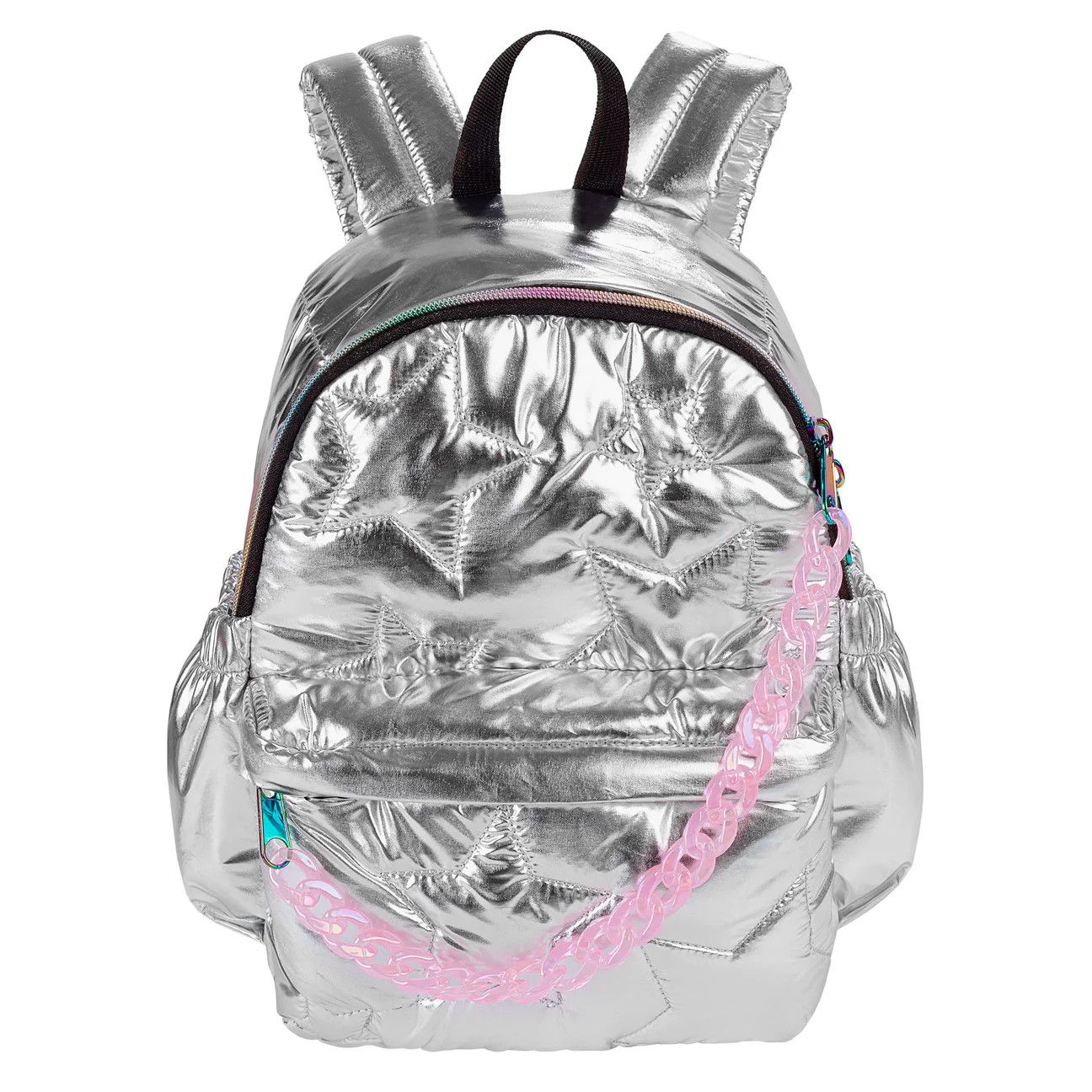 Star Quilted Puffer Midi Backpack - Silver