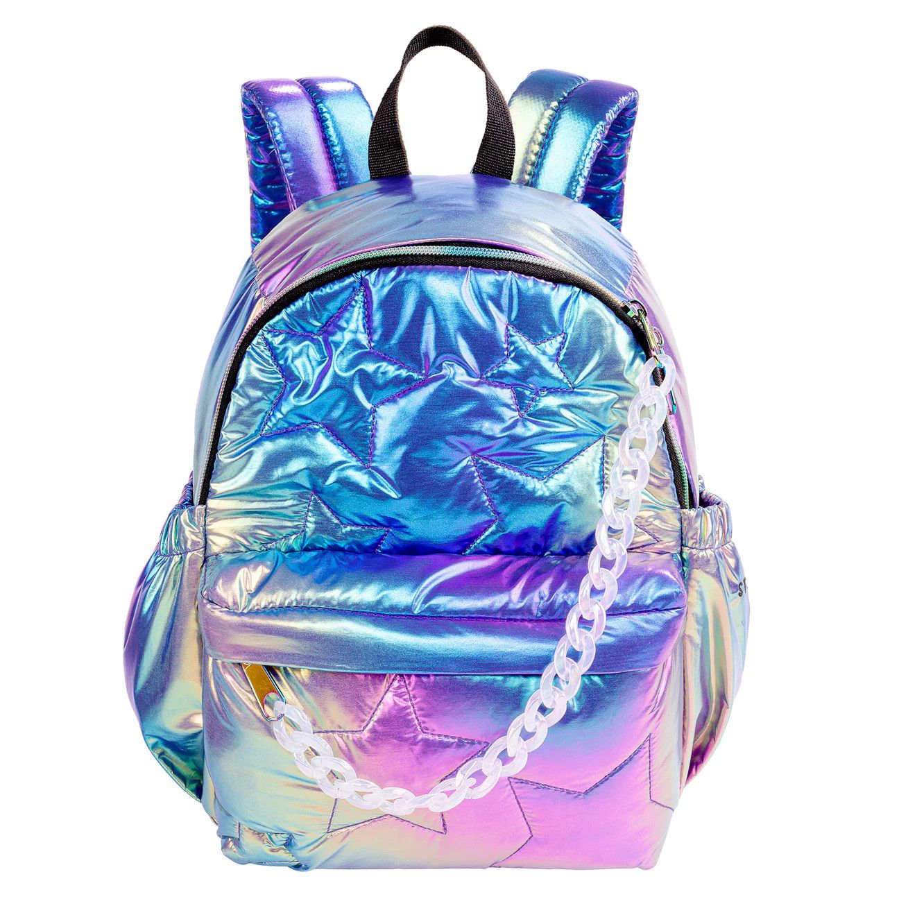 Star Quilted Puffer Midi Backpack - Oil Slick