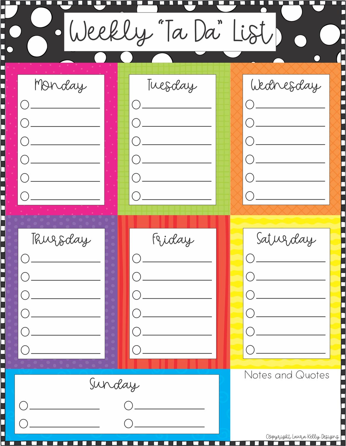 Weekly "Ta Da" List  Memo pad 52 sheets