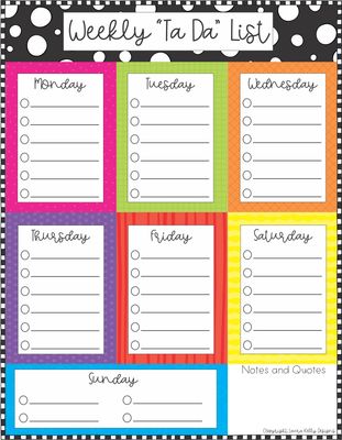 Weekly "Ta Da" List  Memo pad 52 sheets