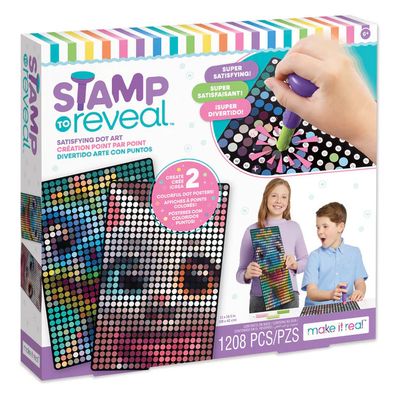 Stamp to Reveal Satisfying Dot Art - Cool Cat &amp; Silly Dino
