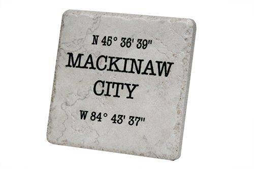 "Mackinaw City" Coordinates  in White Coaster