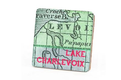 Lake Charlevoix Map Coaster