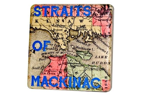 Straits of Mackinac Map Coaster