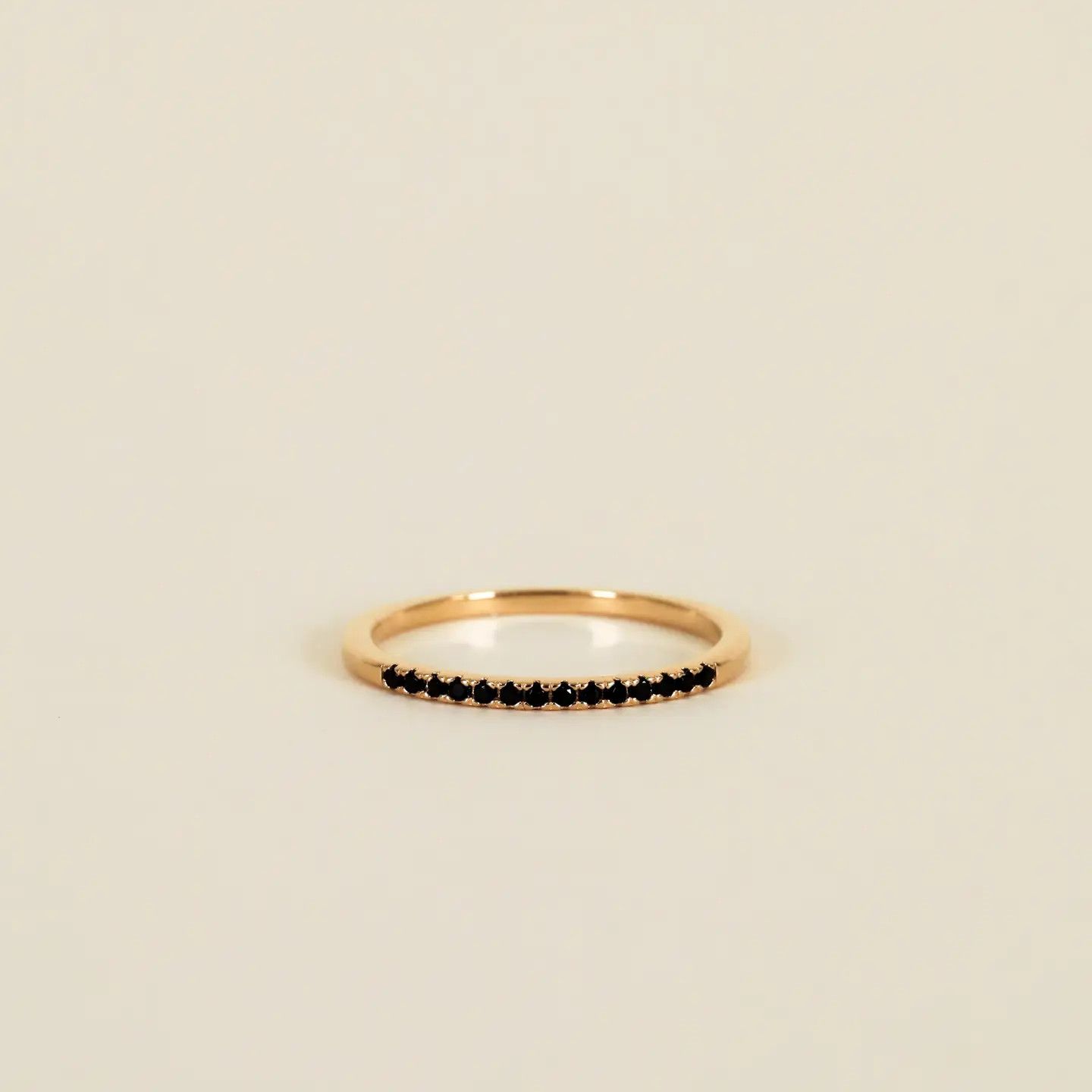 Gold Rings - Half Pave - Black Cz - 6