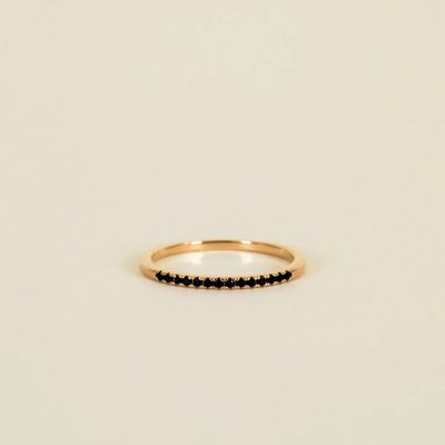 Gold Rings - Half Pave - Black Cz - 6