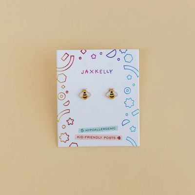 Bumble Bee Enamel Flat Back Kids Earrings