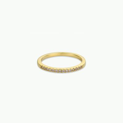 Gold Rings - Half Pave - White Cz - 