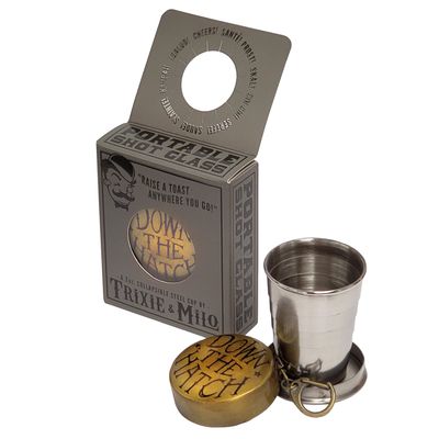 Collapsible Shot Glass, "Down the Hatch"