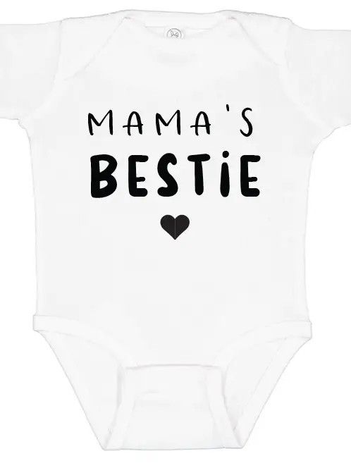 Momma's Bestie Cotton Bodysuit - White - 6M