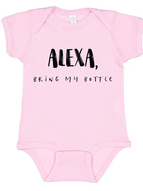 Alexa Bring My Bottle Cotton Graphic Bodysuit - Pink - 6M