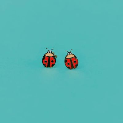 Ladybug Enamel Flat Back Kids Earrings