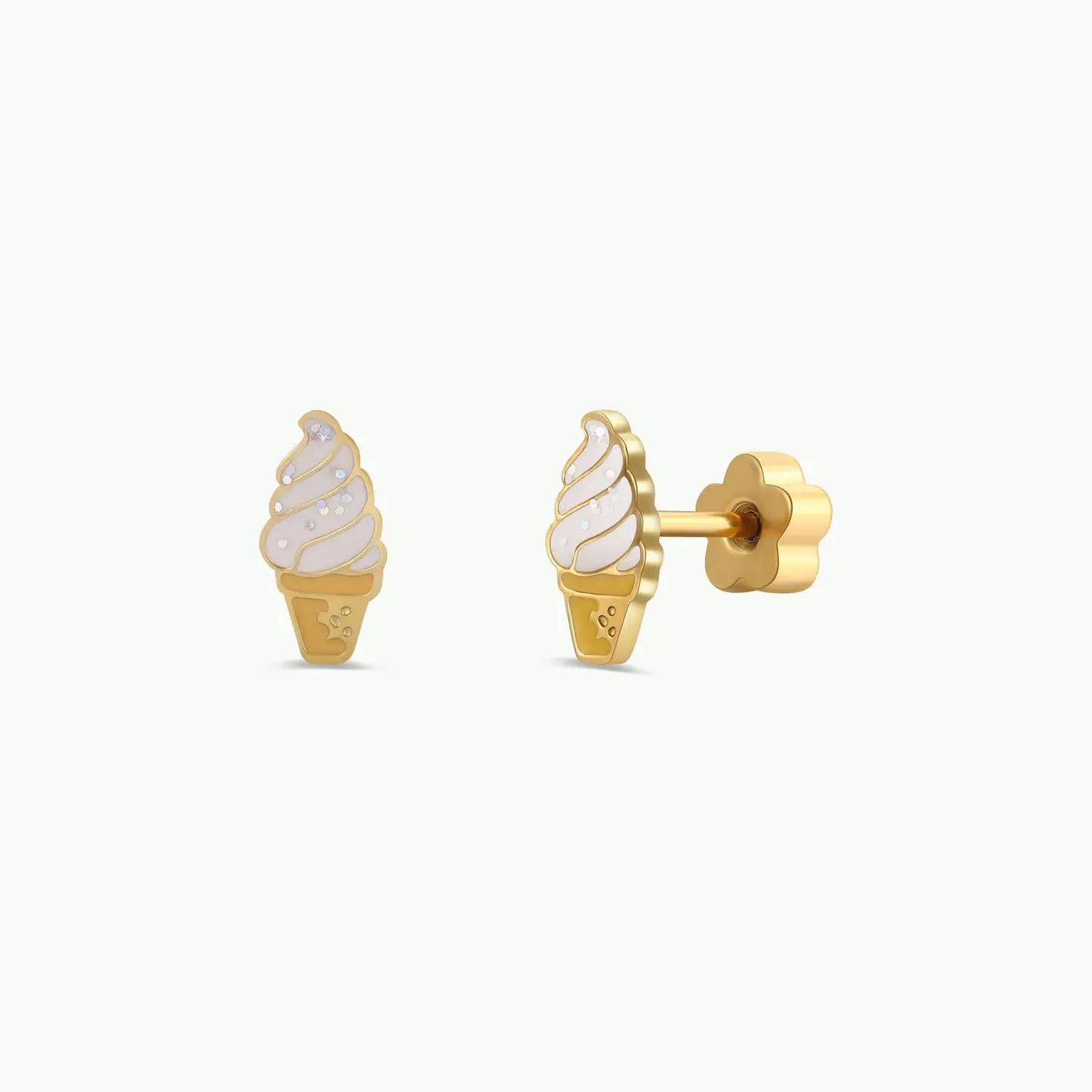 Ice Cream Enamel Flat Back Kids Earrings