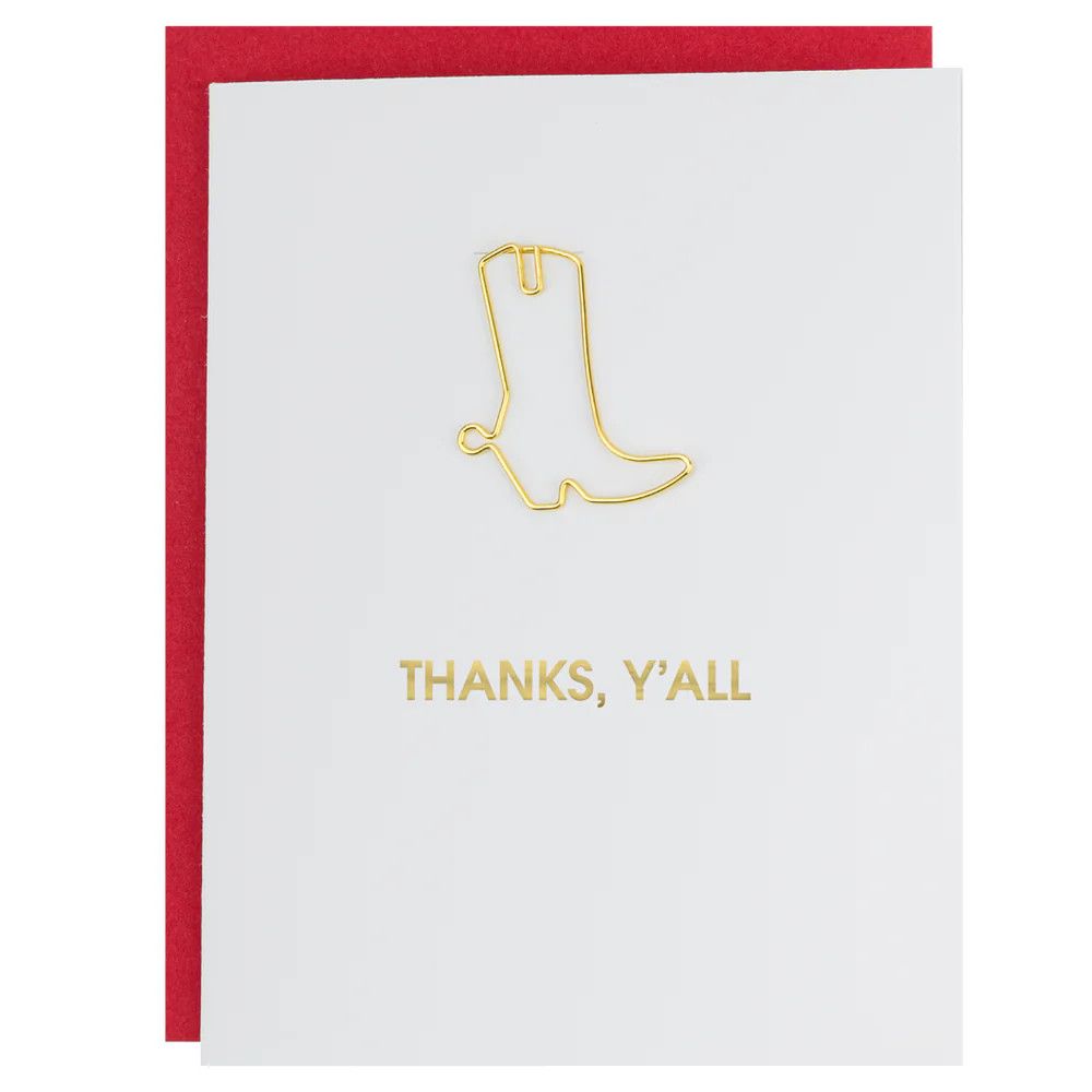 Thanks, Y'all - Cowboy Boot  Paperclip Card