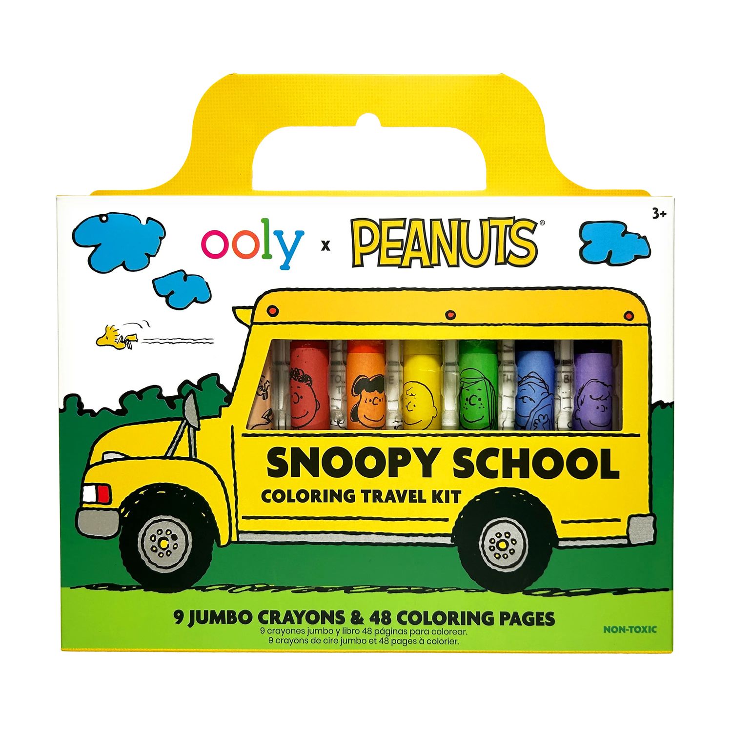 OOLY x Peanuts Snoopy School Coloring Travel Kit (9 Crayons &amp; 48 Coloring Pages)