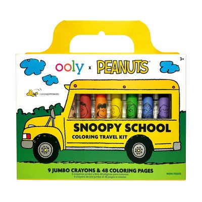 OOLY x Peanuts Snoopy School Coloring Travel Kit (9 Crayons &amp; 48 Coloring Pages)