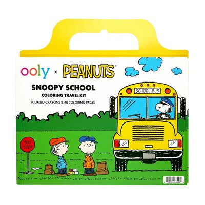 OOLY x Peanuts Snoopy School Coloring Travel Kit (9 Crayons &amp; 48 Coloring Pages)