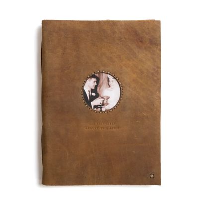 And They Lived Happily Heirloom Leather Photo Album in Tan