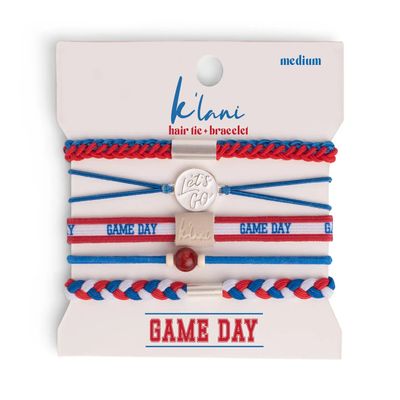 K'Lani Game Day Red/White/Blue Hair + Wrist Band - 