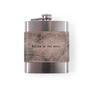 2nd Edition Grey Leather/Metal Quote Flask - ASSORTED