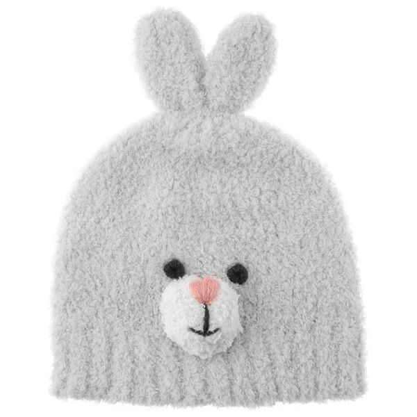 Chenille Baby Beanies - Grey Bunny