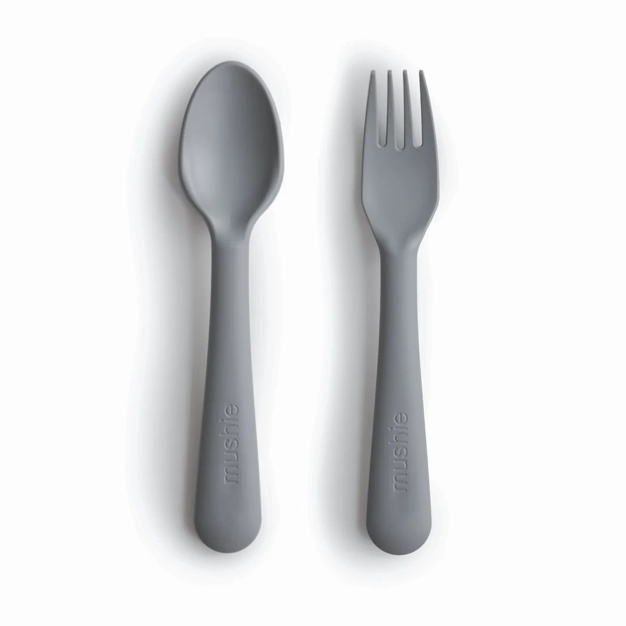 Mushie Dinnerware Fork And Spoon Set - Smoke