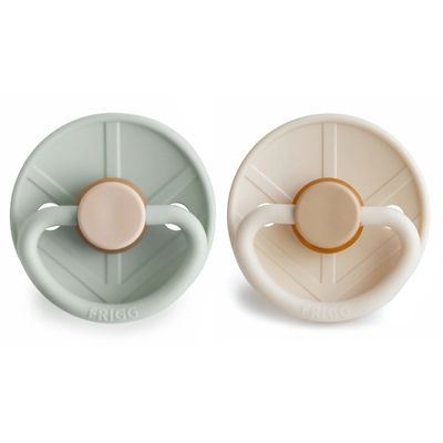 Mushie FRIGG Little Viking Natural Rubber Pacifier 2-Pack - Sage/Cream (0-6mo)