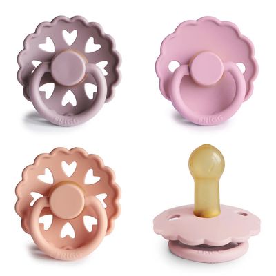 Mushie FRIGG Natural Rubber Pacifier 4-Pack - Sunset Bliss (0-6mo)