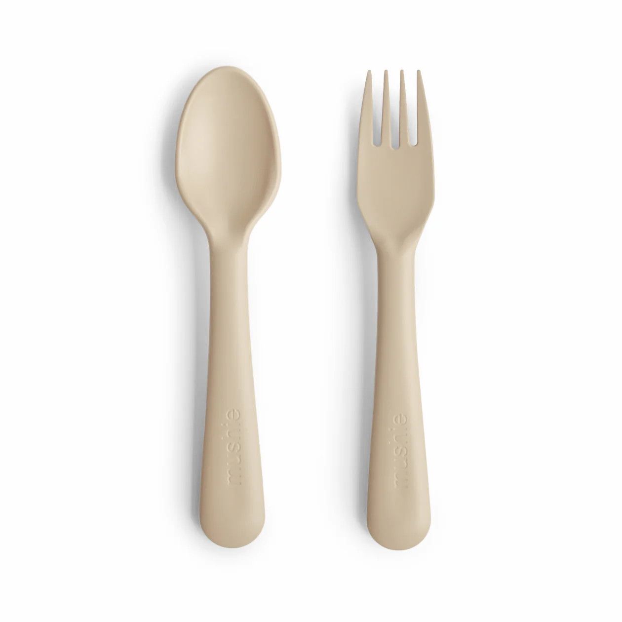 Mushie Dinnerware Fork And Spoon Set - Vanilla