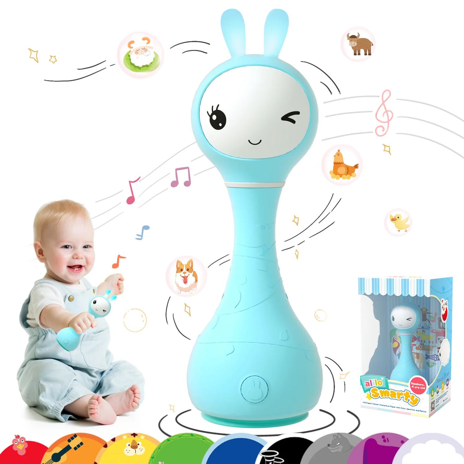 Alilo R1 Smarty - Shake &amp; Tell Rattle W/ Music, Stories And Lullabies - Blue