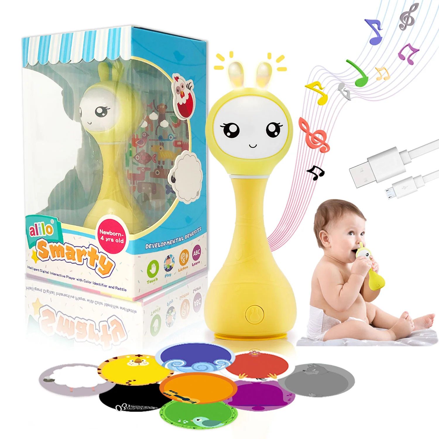 Alilo R1 Smarty - Shake &amp; Tell Rattle W/ Music, Stories And Lullabies - Yellow