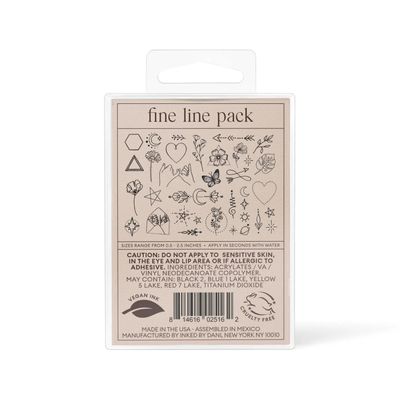Fine Line Temporary Tattoo Pack