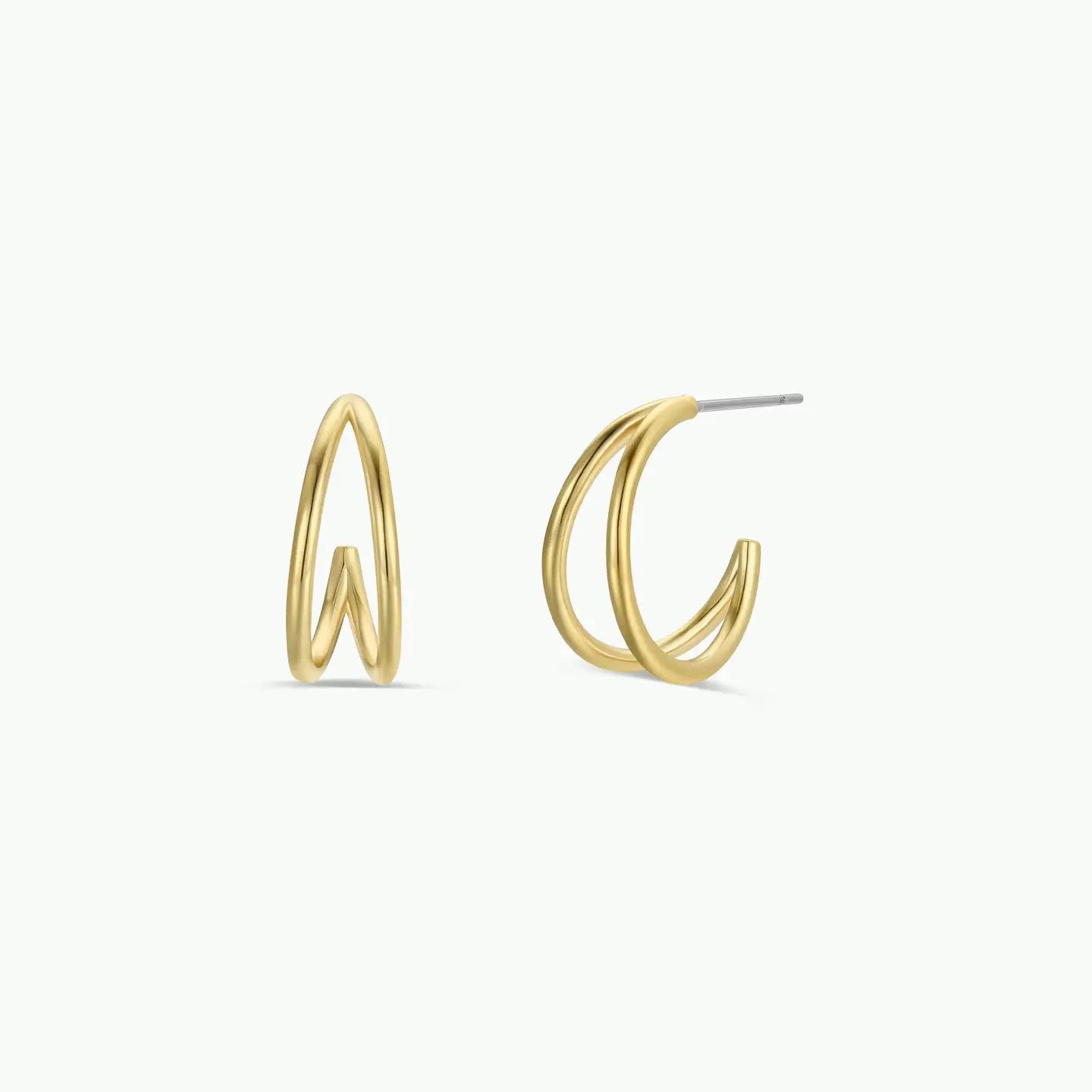 Illusion Double Hoop - Gold Earrings