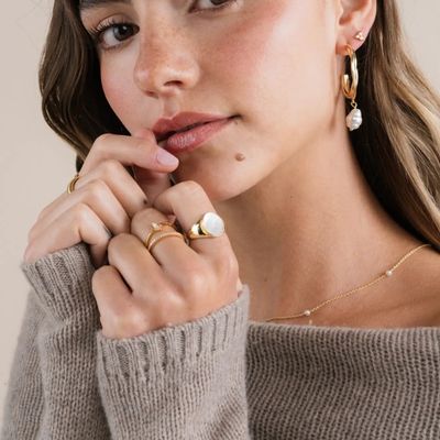 Dainty Pearl Station Necklace - 18k Gold Plated