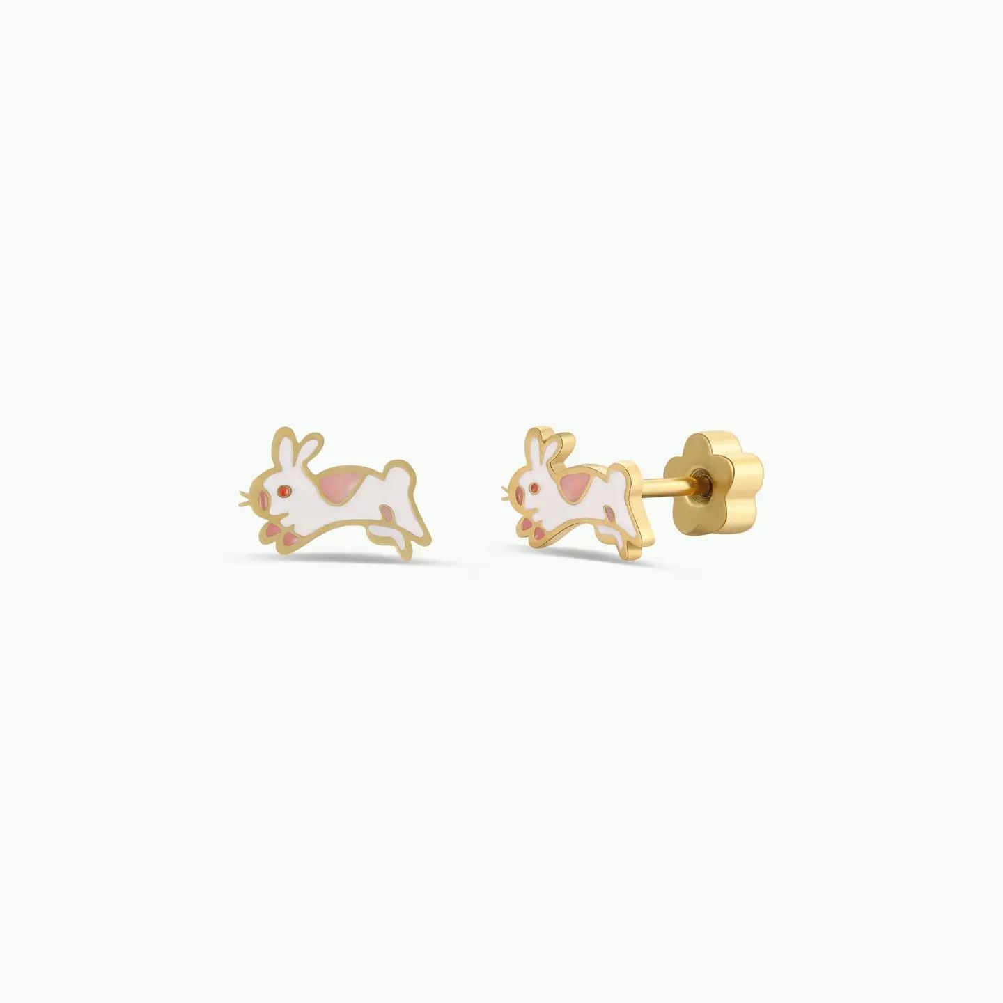 Bunny Enamel Flat Back Kids Earrings