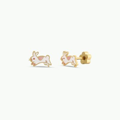 Bunny Enamel Flat Back Kids Earrings