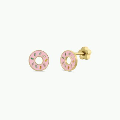 Donut Enamel Flat Back Kids Earrings