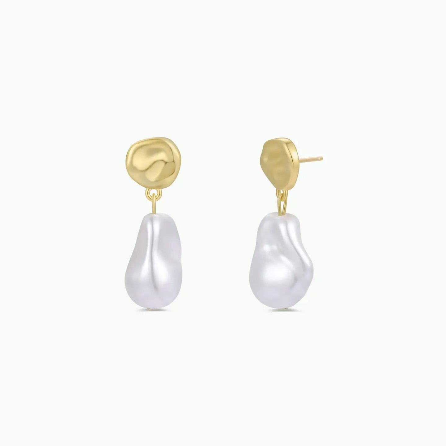 Abstract Pearl and Gold Drop Earrings