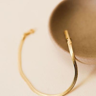 Flat Snake Chain Bracelet - 18k Gold Plated