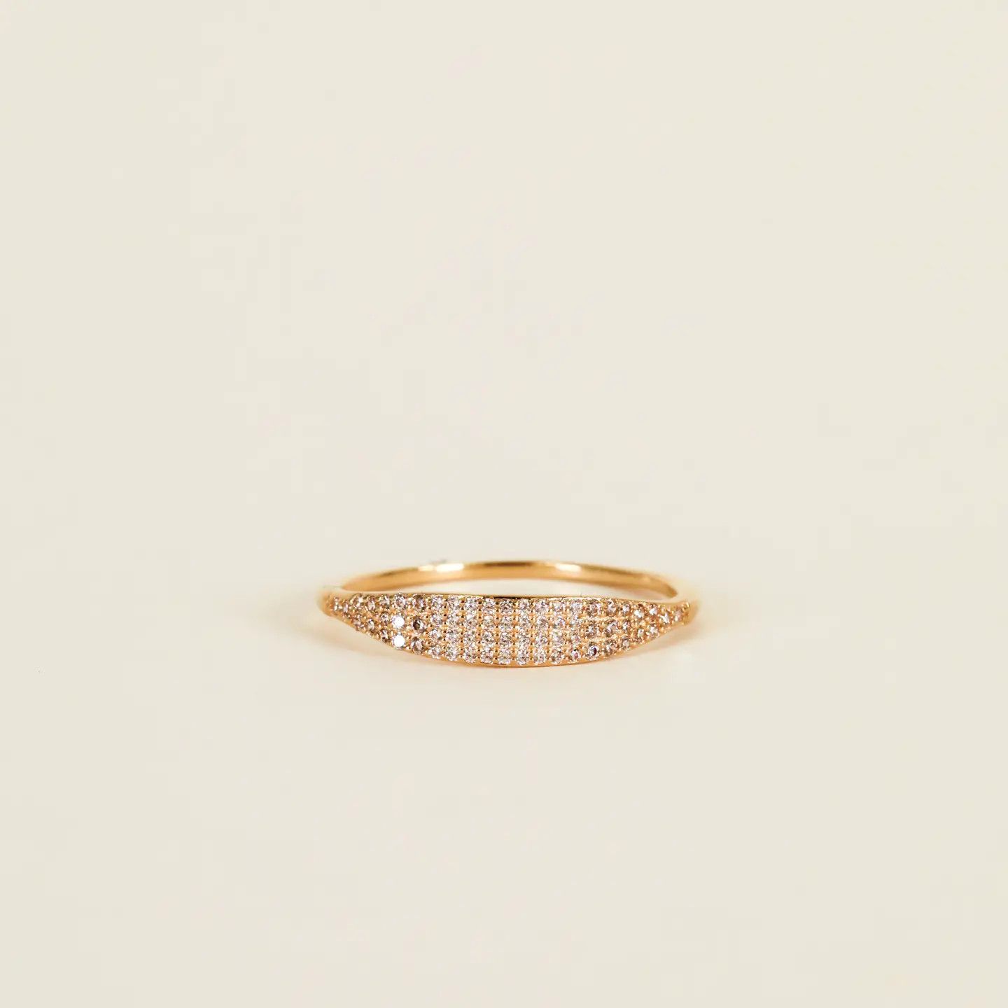 Gold Rings - Tapered Pave Champagne CZ (Size 6)