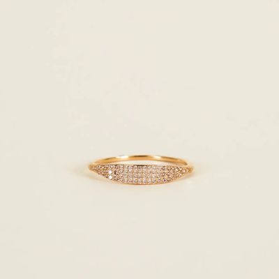 Gold Rings - Tapered Pave Champagne CZ (Size 7)