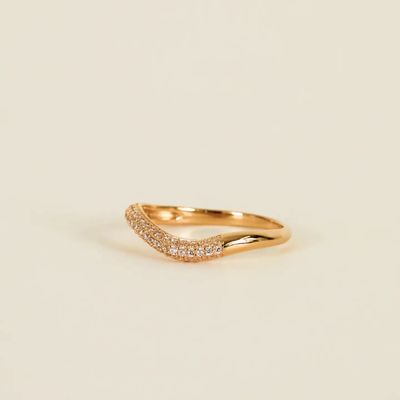 Gold Rings - Pave Wave - Champagne CZ (Size 6)