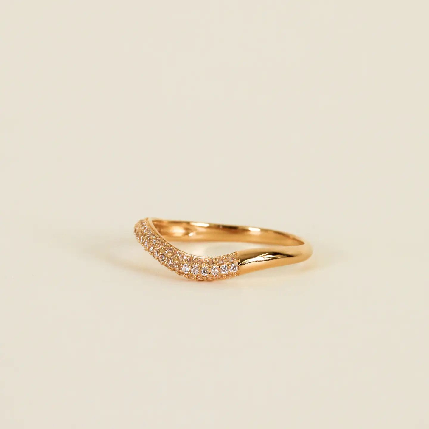 Gold Rings - Pave Wave - Champagne CZ (Size 7)
