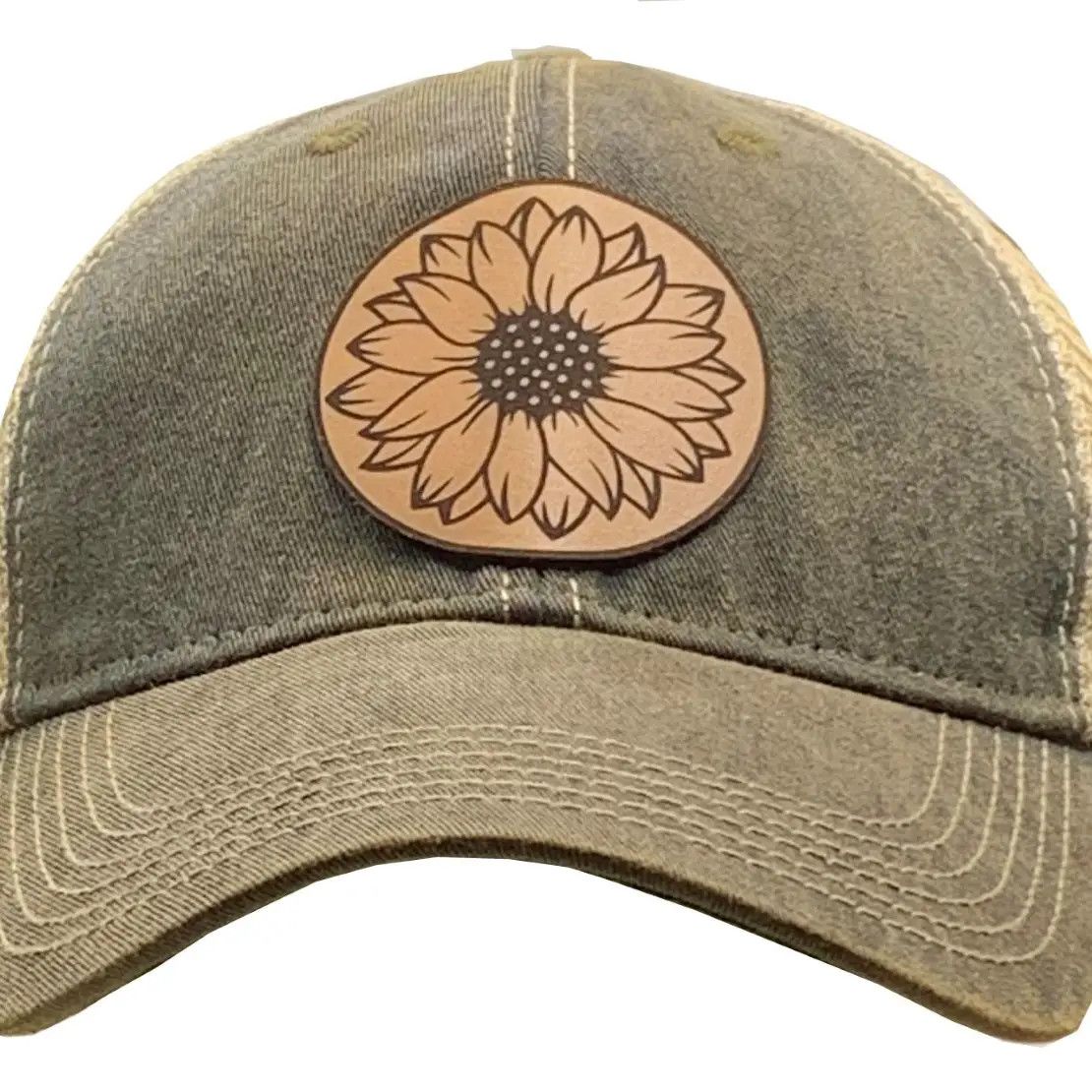 "Sunflower" Trucker Cap with Genuine Leather Patch