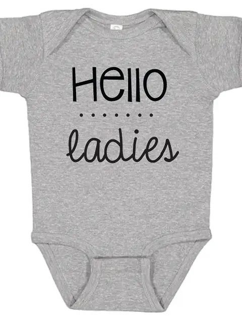 Hello Ladies Graphic Cotton Bodysuit (12mo) - Heather Grey