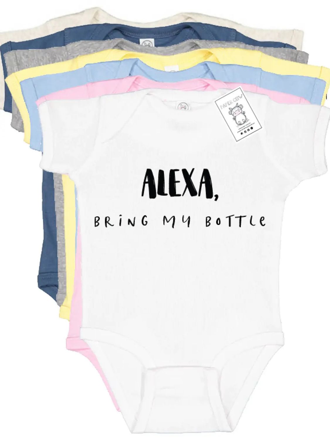Alexa Bring My Bottle Cotton Graphic Bodysuit - 6mo - White