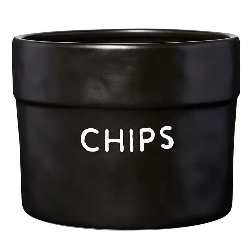 Black Ceramic Chips Bowl